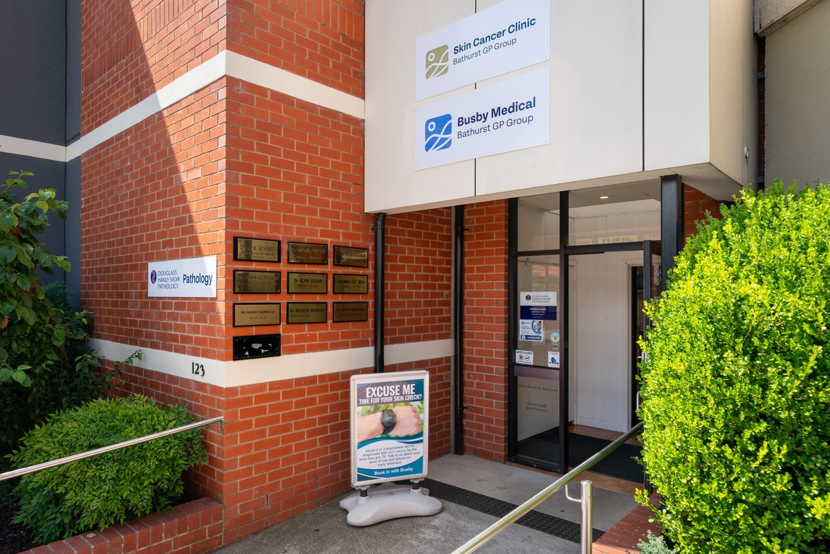 Entrance to Busby Medical Practice